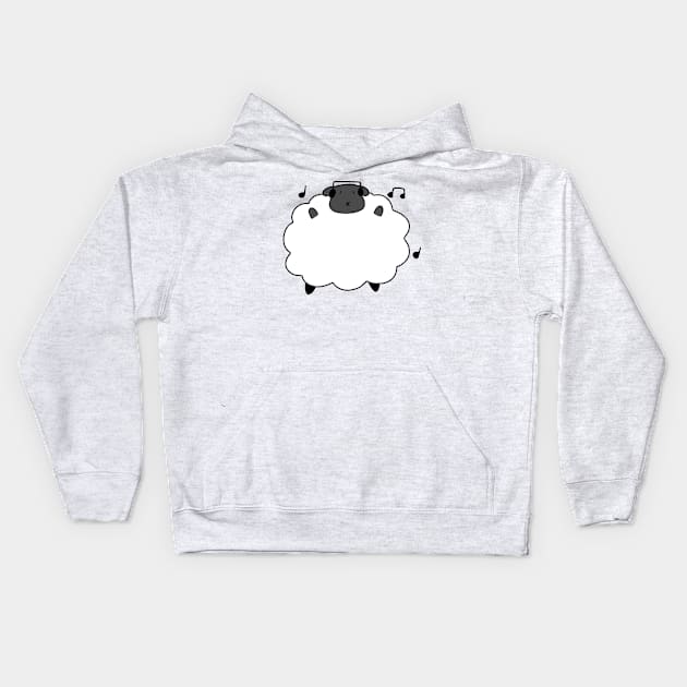 Dancing Headphones Sheep Kids Hoodie by saradaboru